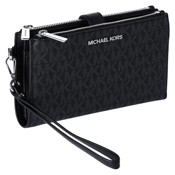 Michael Kors Jet Set Travel Double Zip Phone Wallet MK Black - Picture 8 of 12